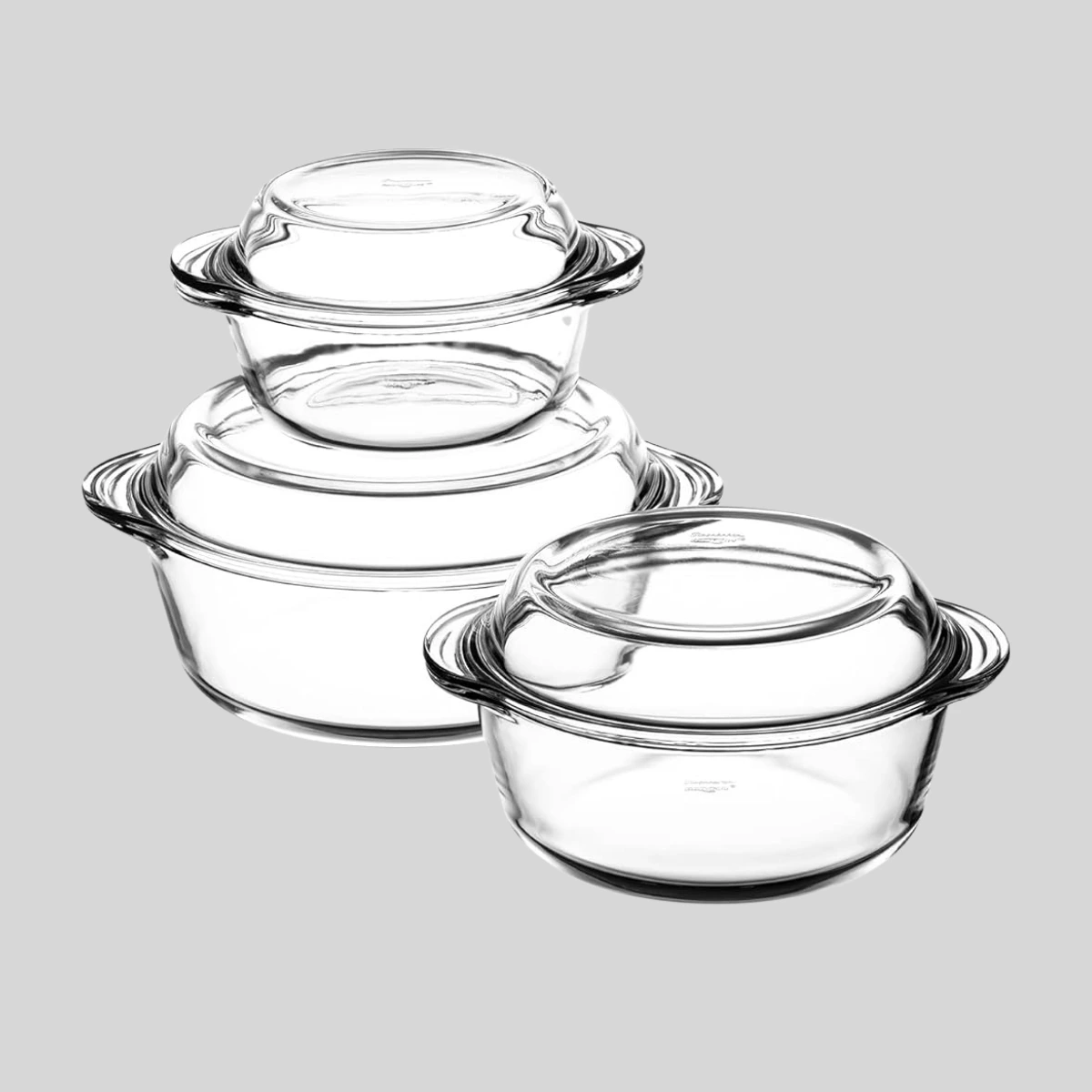 Paşabahçe Borcam 3lü Cam Kapaklı Yuvarlak Tencere Seti Paşabahçe Borcam 3'lü Cam Kapaklı Yuvarlak Tencere Seti - Image 1